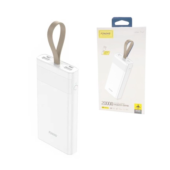 POWER BANK FONENG P42 COM LUZ LED 20000MAH BRANCO